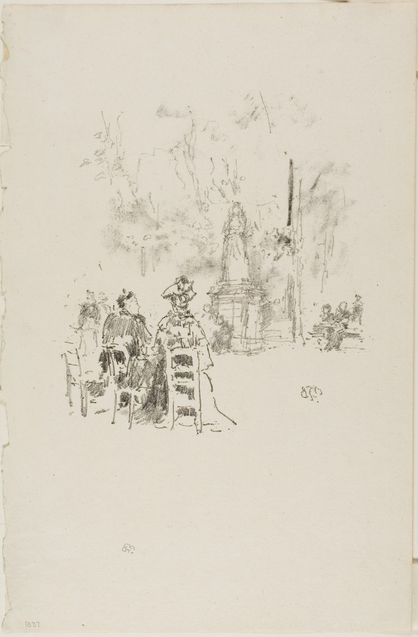 Rozmowa pod posągiem, Ogrody Luksemburskie autorstwa James Abbott McNeill Whistler