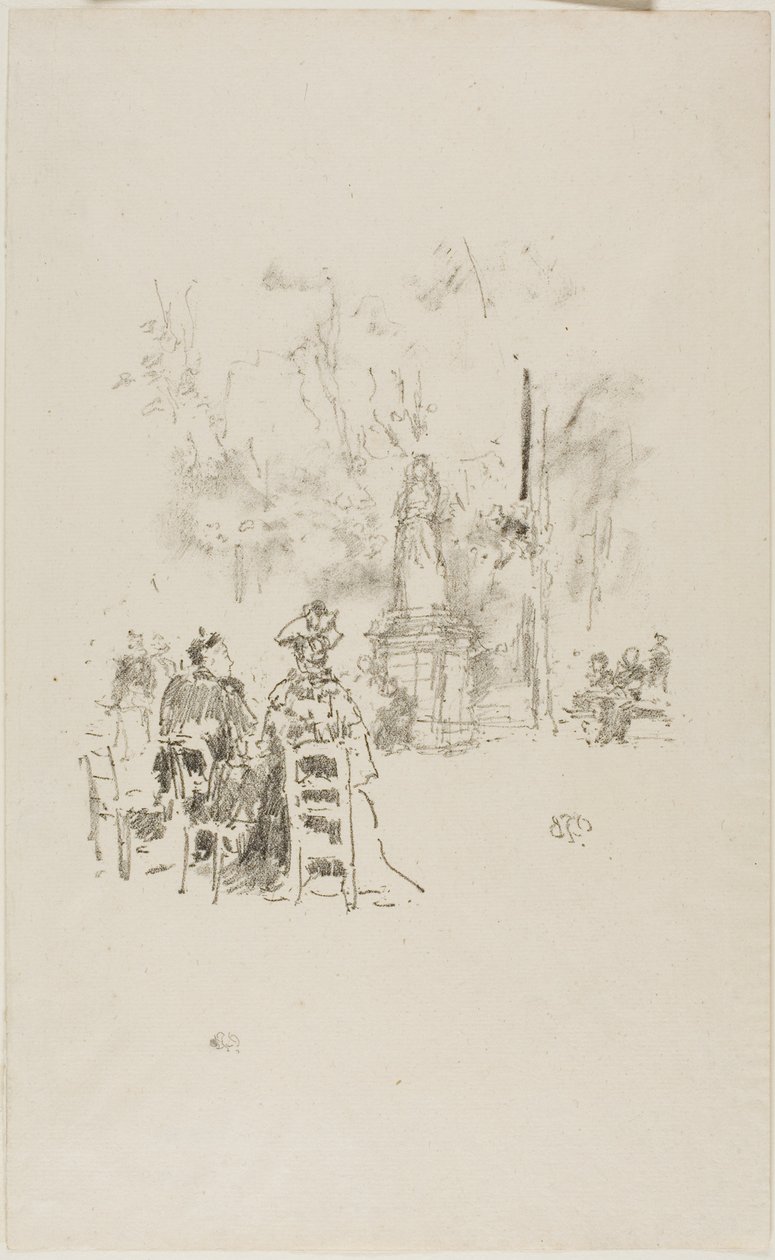 Rozmowa pod posągiem, Ogrody Luksemburskie autorstwa James Abbott McNeill Whistler
