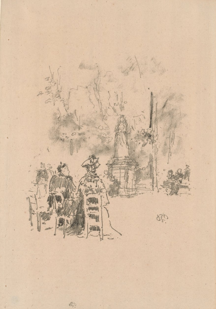 Rozmowa pod posągiem, Ogrody Luksemburskie autorstwa James Abbott McNeill Whistler