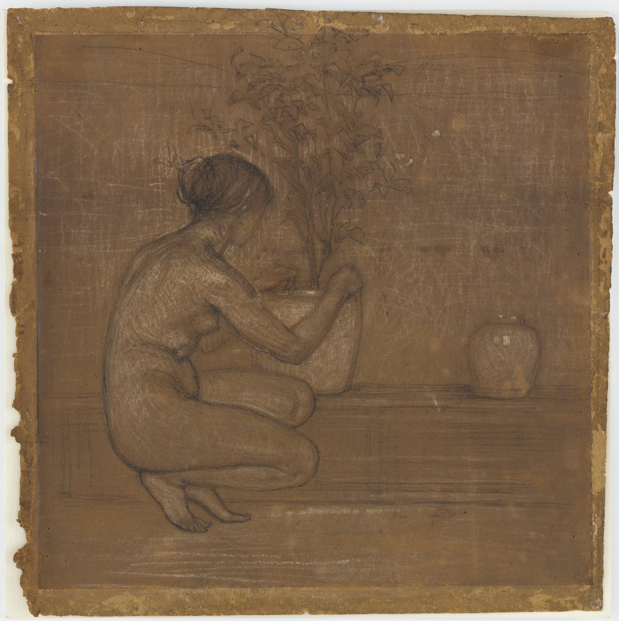 Przyczajona postać. Ucz się do <em>Białej symfonii: trzy dziewczyny</em> autorstwa James Abbott McNeill Whistler