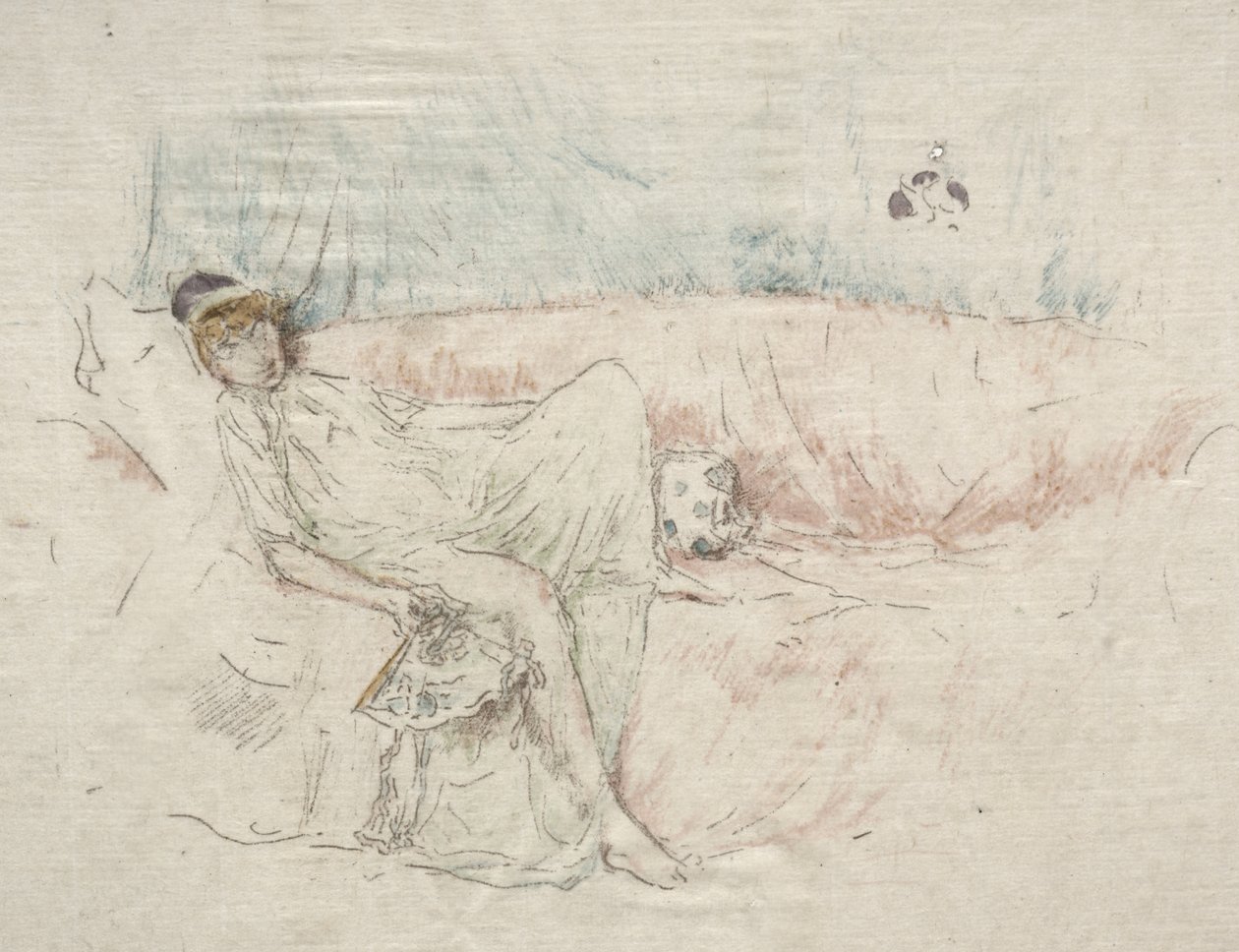Postać w drapowaniu, leżąca autorstwa James McNeill Whistler