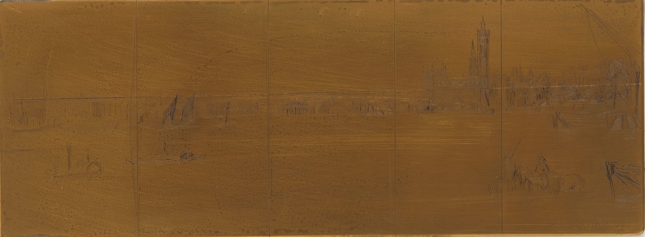 Płyta do wytrawiania: Stary Most Westminsterski autorstwa James Abbott McNeill Whistler