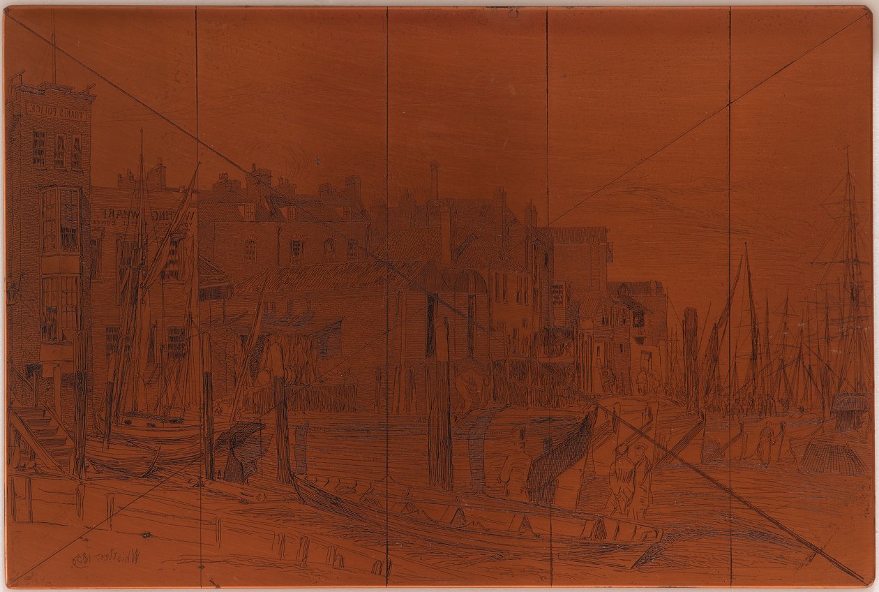 Płyta do wytrawiania: Thames Police autorstwa James Abbott McNeill Whistler