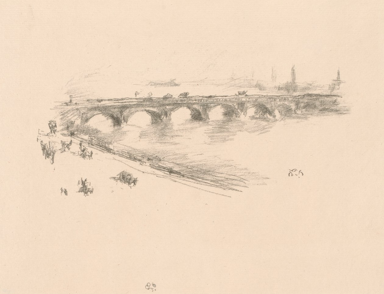 Wieczór, Mały Most Waterloo autorstwa James Abbott McNeill Whistler