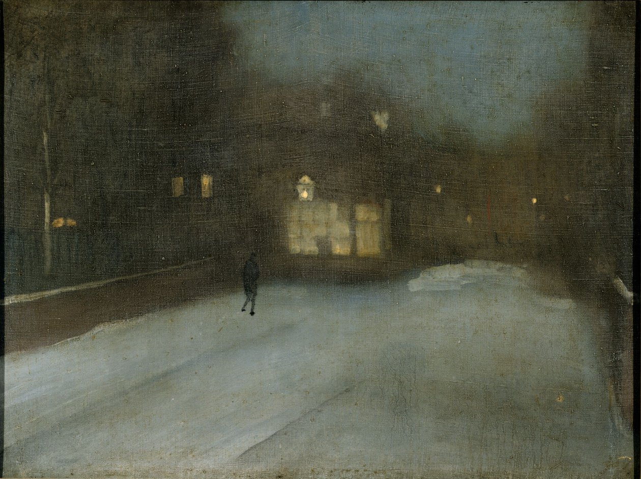 Szary i złoty - Śnieg w Chelsea autorstwa James Abbott McNeill Whistler