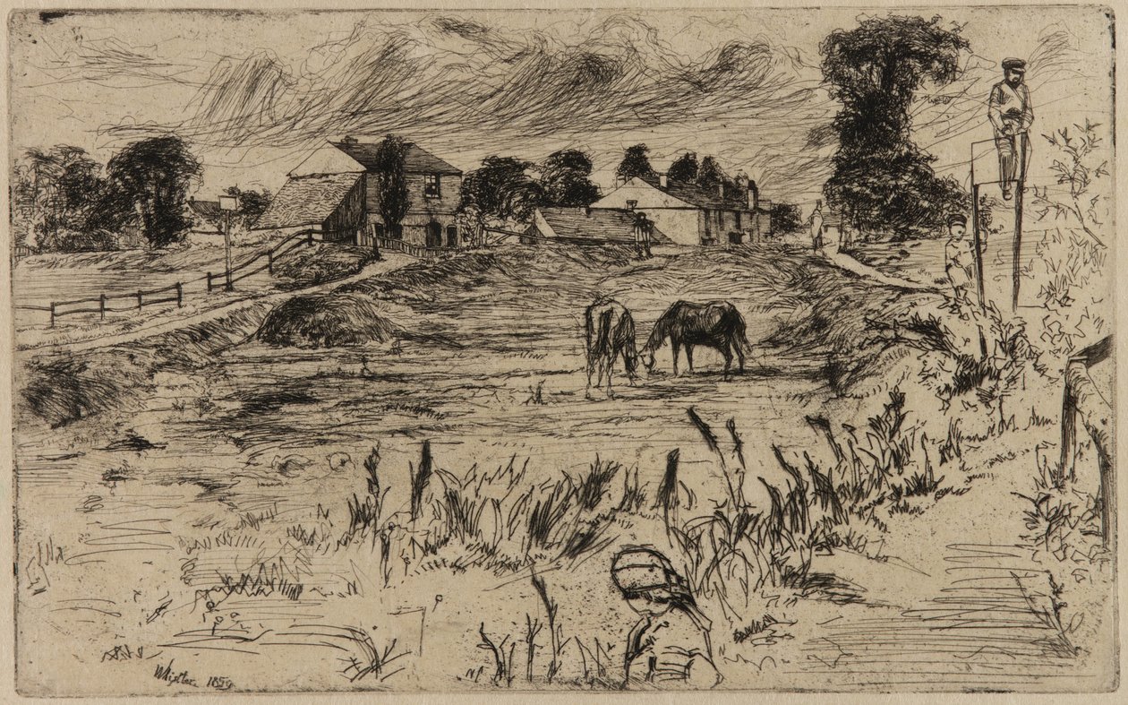 Krajobraz z końmi autorstwa James Abbott McNeill Whistler