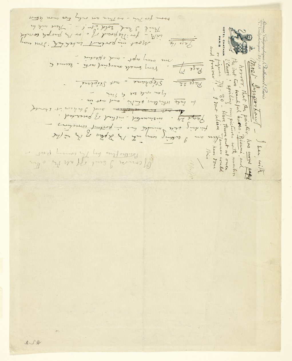 List do Williama Heinemanna z poprawkami do Eden kontra Whistler: Baronet i motyl. Walentynka z werdyktem autorstwa James Abbott McNeill Whistler