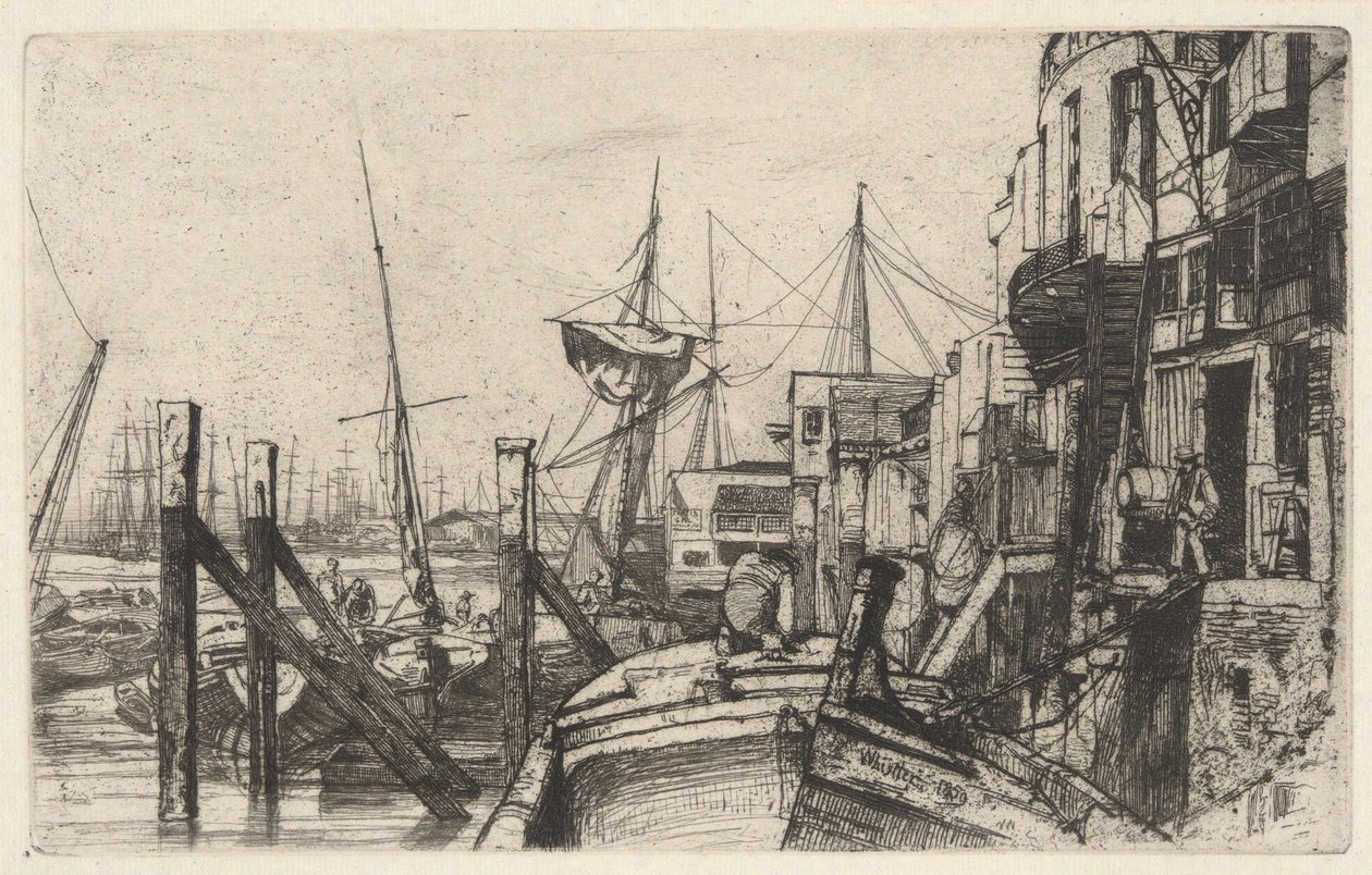 Limehouse, z serii Tamiza (Seria szesnastu akwafort przedstawiających sceny nad Tamizą i inne tematy) autorstwa James McNeill Whistler