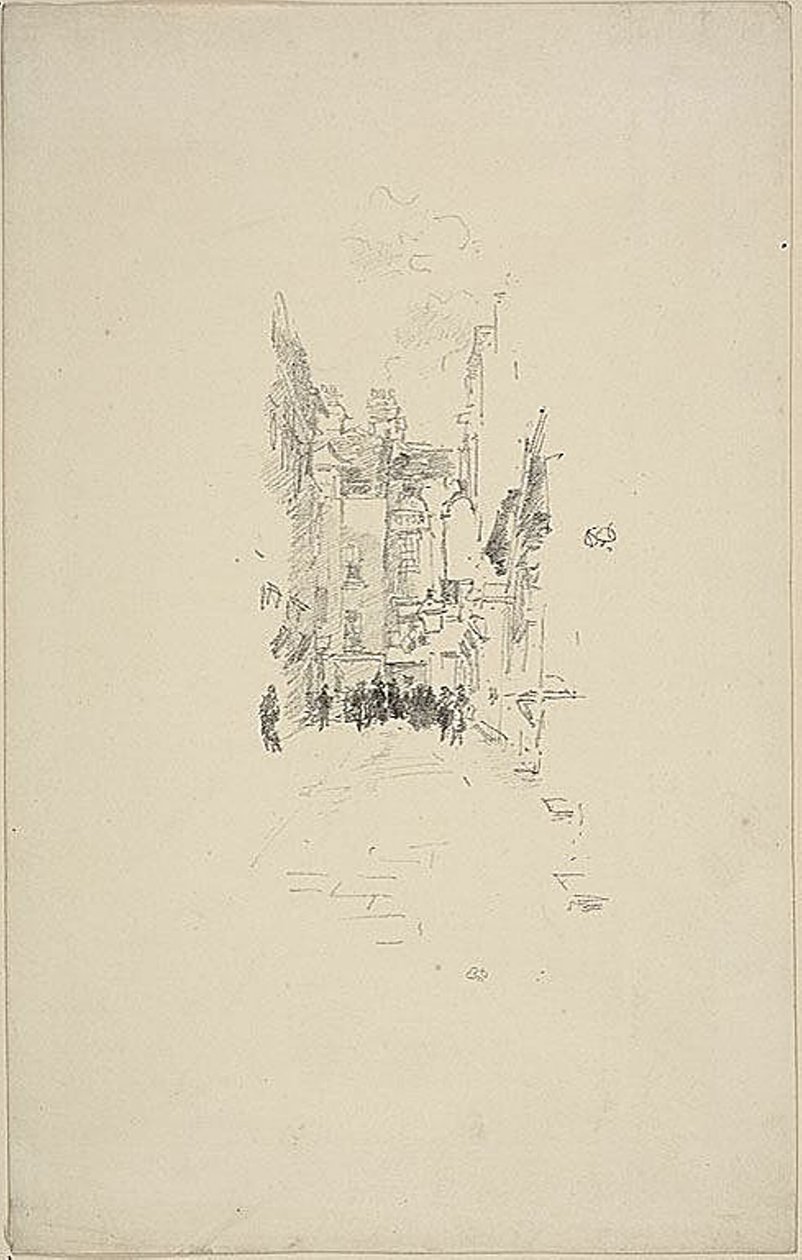 Mały Dziedziniec, Targi Sukien autorstwa James Abbott McNeill Whistler