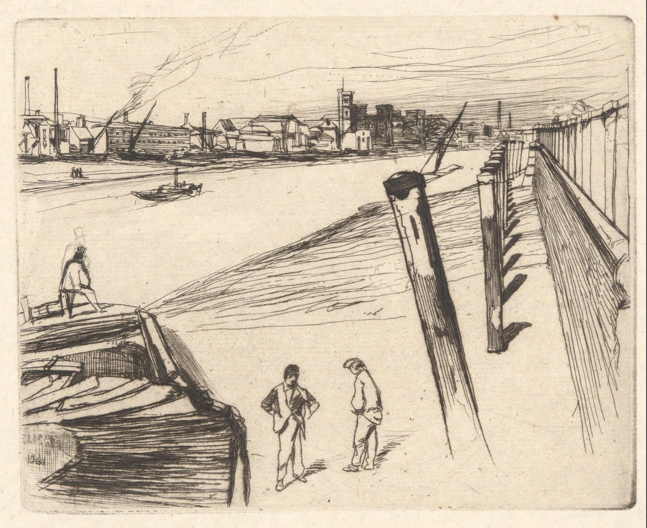 Millbank, z zestawu Tamizy (seria szesnastu rycin przedstawiających sceny nad Tamizą i inne tematy) autorstwa James Abbott McNeill Whistler