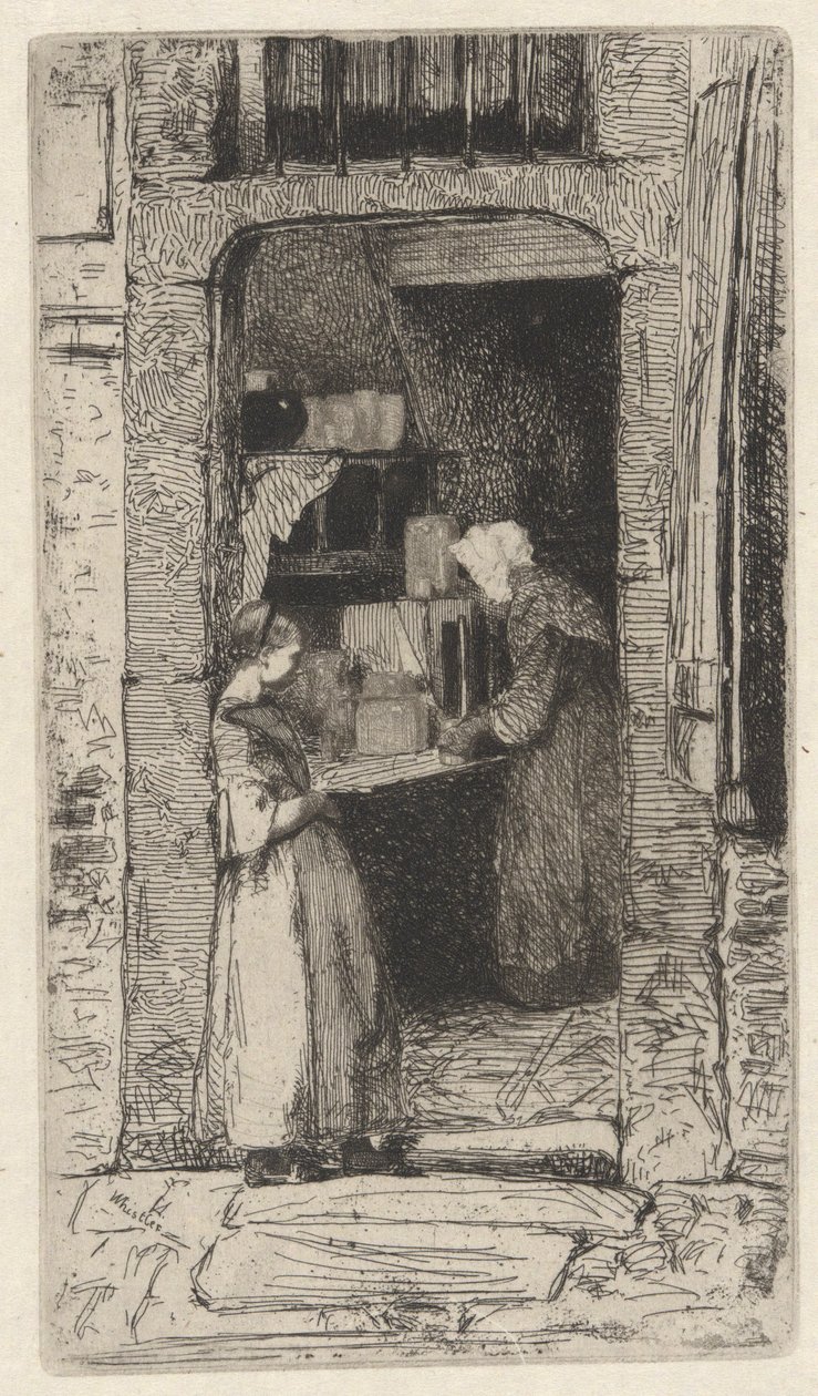 Kobieta z musztardy, jedna z dwunastu akwafort z natury autorstwa James Abbott McNeill Whistler