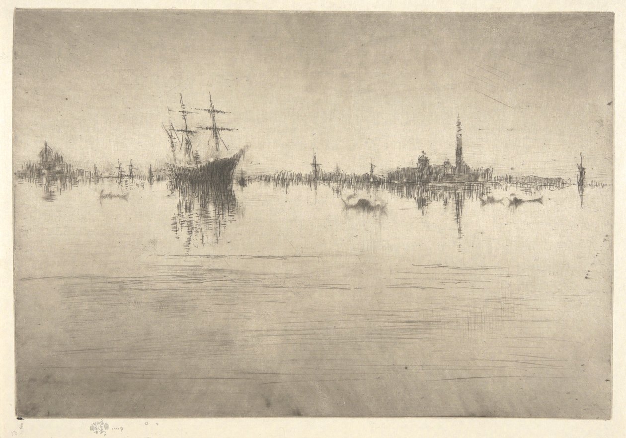 Nokturn, z pierwszego zestawu weneckiego (Wenecja, seria dwunastu akwafort) autorstwa James Abbott McNeill Whistler