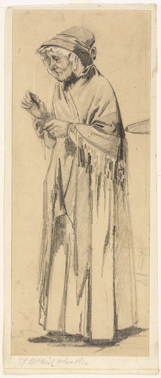 Stara kobieta w szalu i czapce autorstwa James Abbott McNeill Whistler
