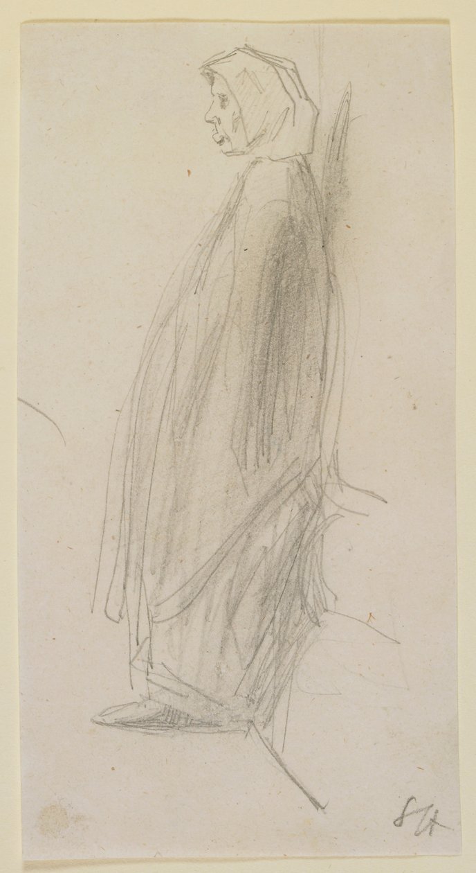 Szkic profilu starej kobiety stojącej autorstwa James Abbott McNeill Whistler