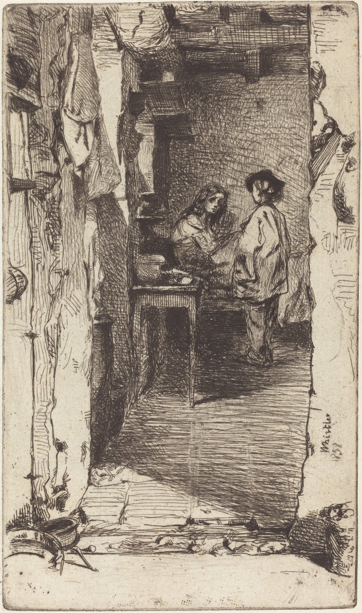 Zbieracze szmat, dzielnica Mouffetard, Paryż autorstwa James Abbott McNeill Whistler