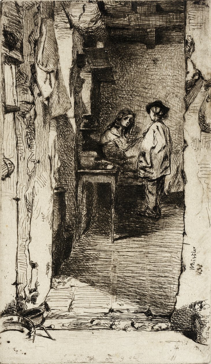 Rag Pickers, dzielnica Mouffetard, Paryż autorstwa James McNeill Whistler