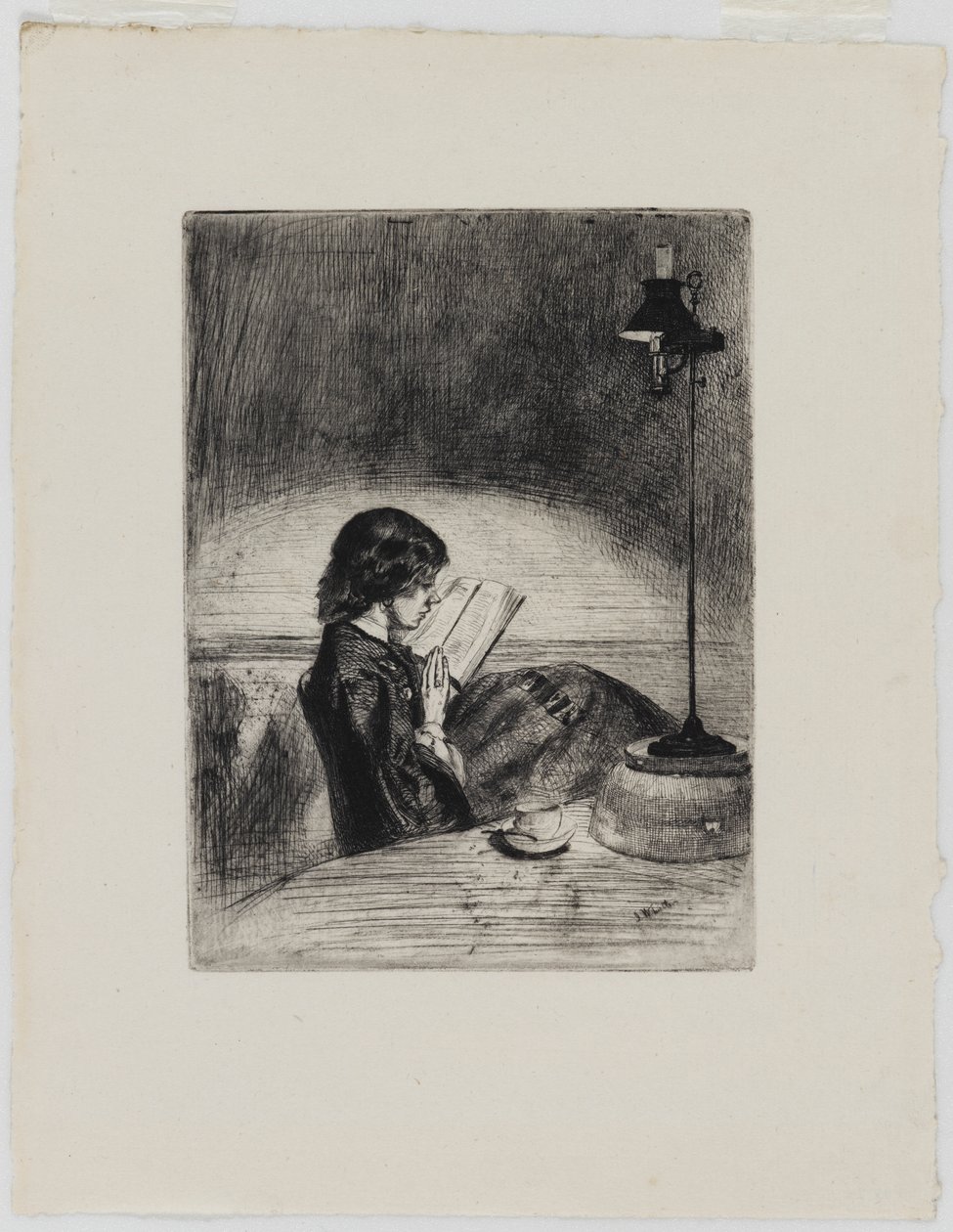 Czytanie przez Lamplight autorstwa James Abbott McNeill Whistler