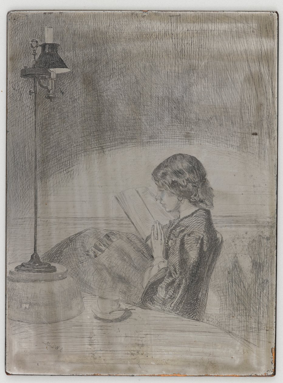 Czytanie przez Lamplight autorstwa James Abbott McNeill Whistler