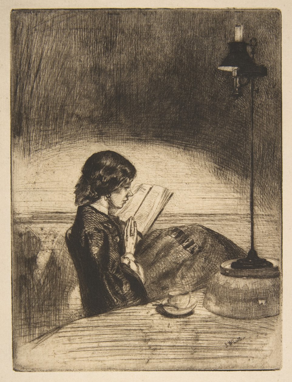 Czytanie przy blasku lampy autorstwa James McNeill Whistler