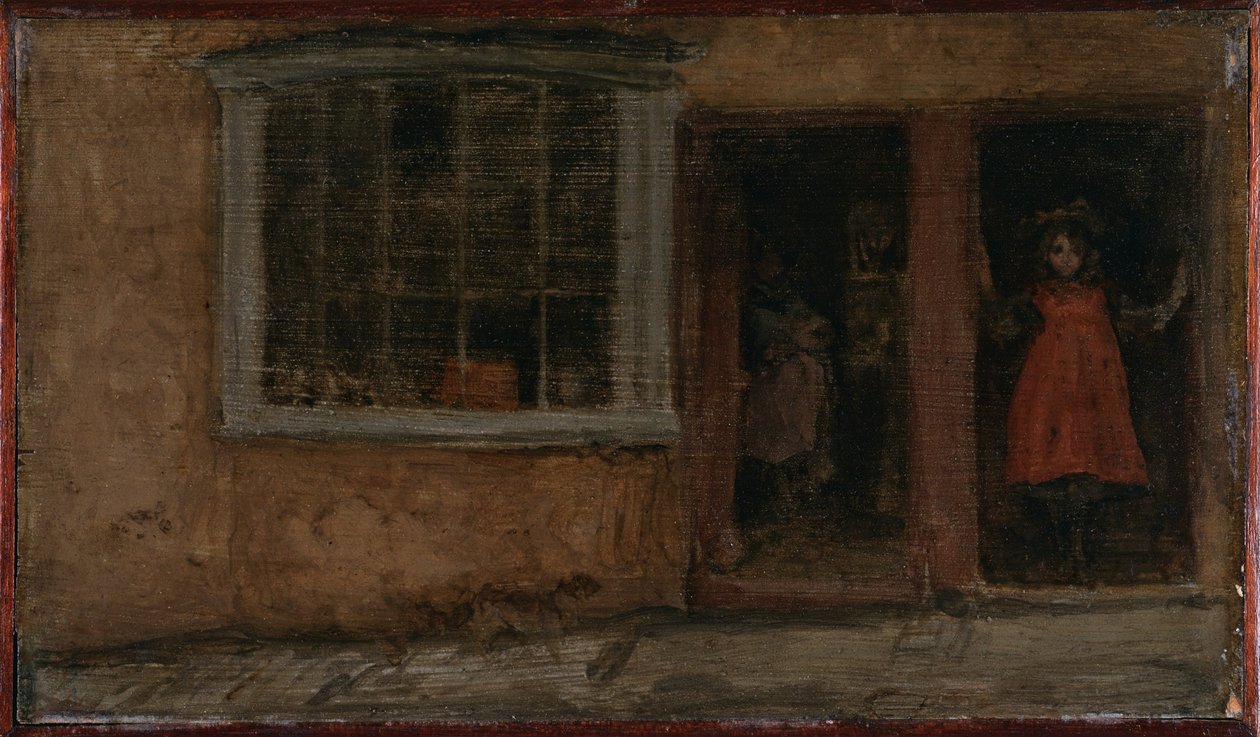 „Rose and Red”: Salon fryzjerski w Lyme Regis  autorstwa James McNeill Whistler