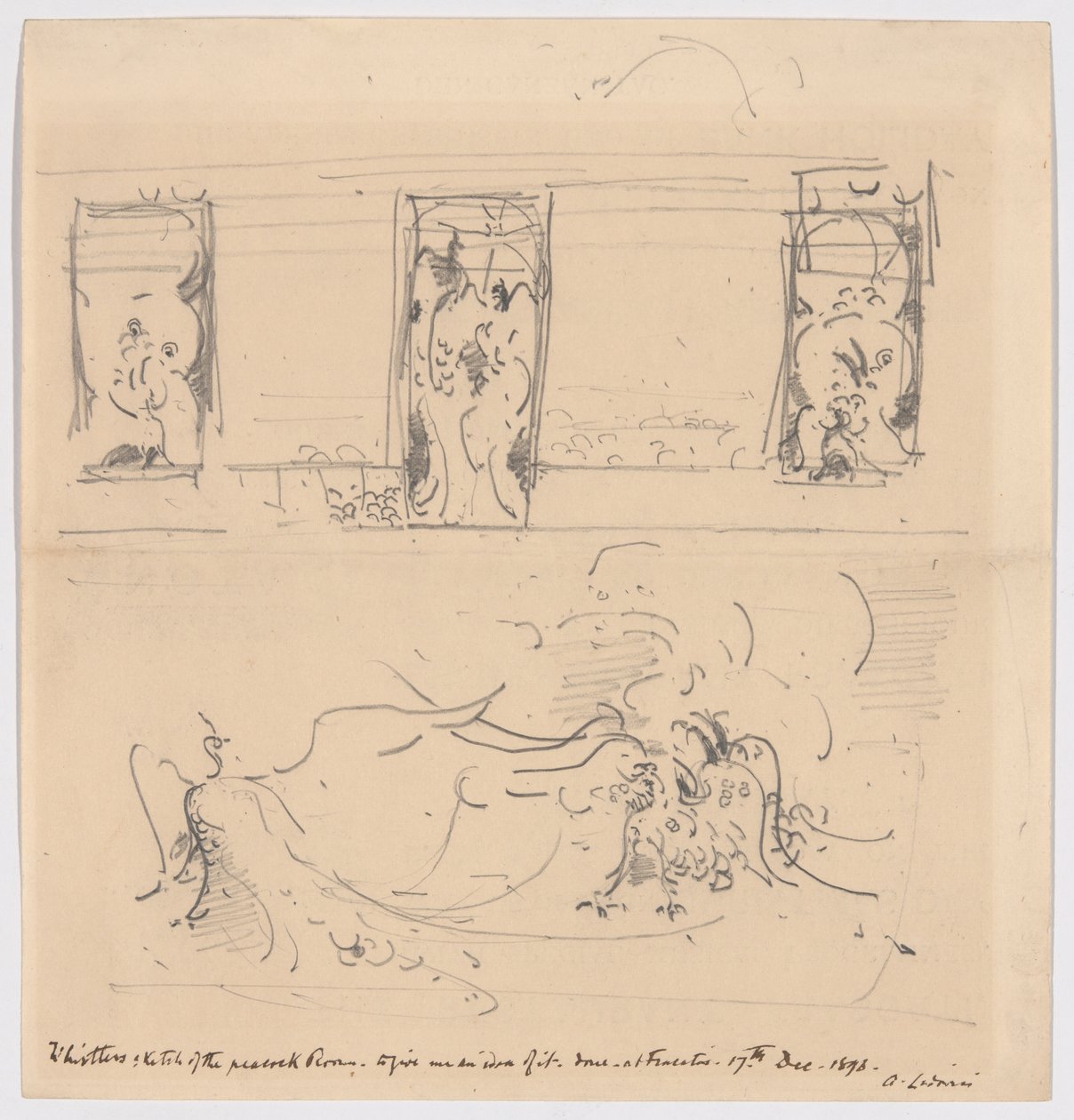 Szkic pokoju z pawiem autorstwa James McNeill Whistler