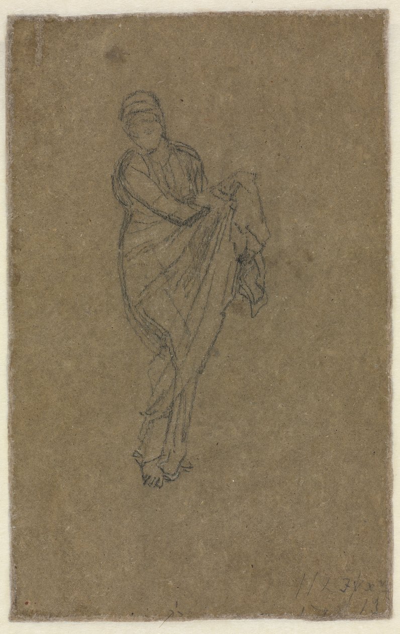 Sąca kobieta podtrzymująca swoją suknię (rewers) autorstwa James McNeill Whistler