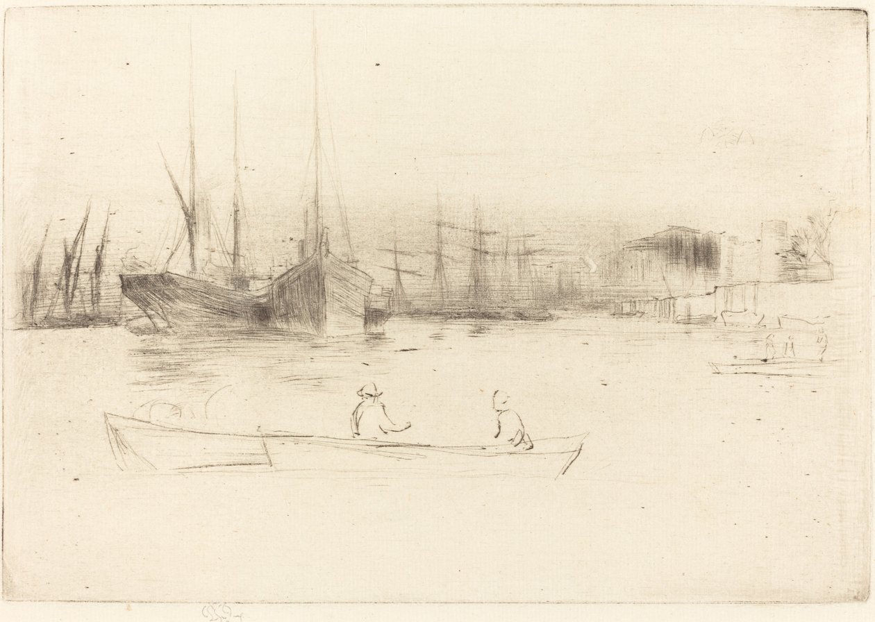 Parowce z wieży autorstwa James Abbott McNeill Whistler