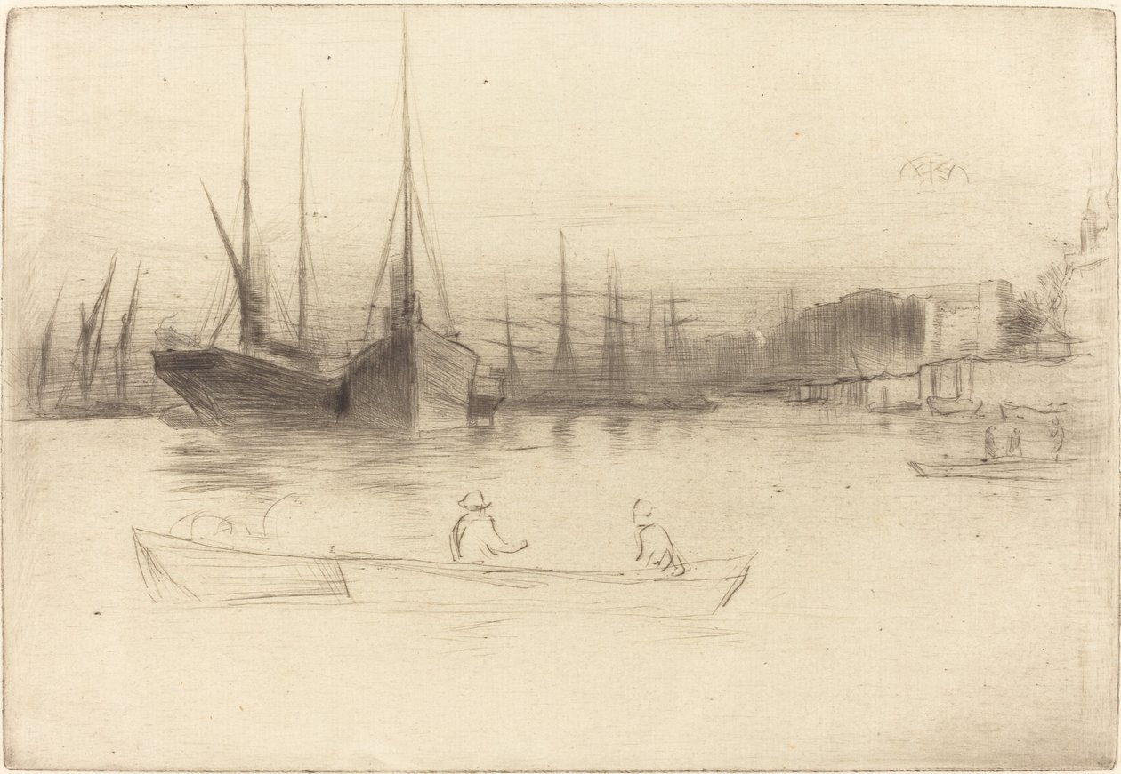Parowce z wieży autorstwa James Abbott McNeill Whistler