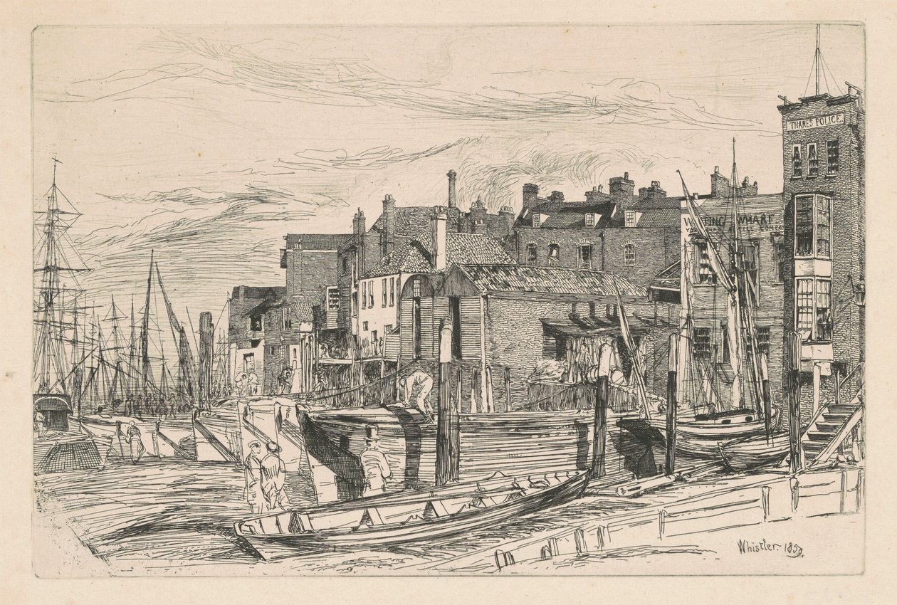 Policja w Tamizie autorstwa James Abbott McNeill Whistler