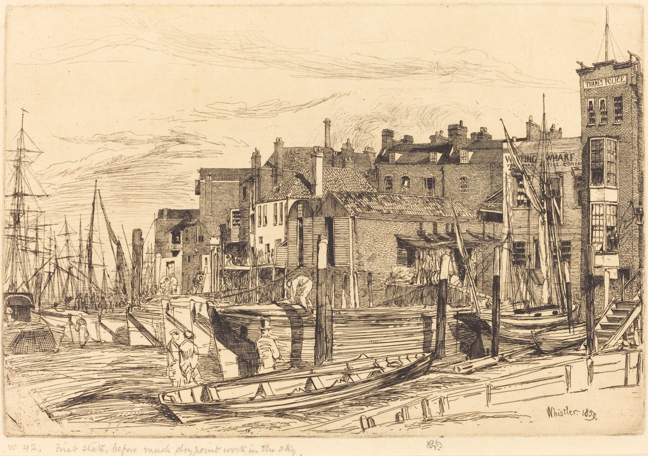 Policja w Tamizie autorstwa James Abbott McNeill Whistler