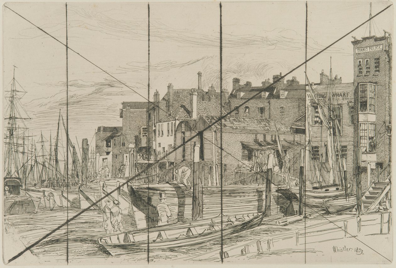 Policja w Tamizie autorstwa James Abbott McNeill Whistler
