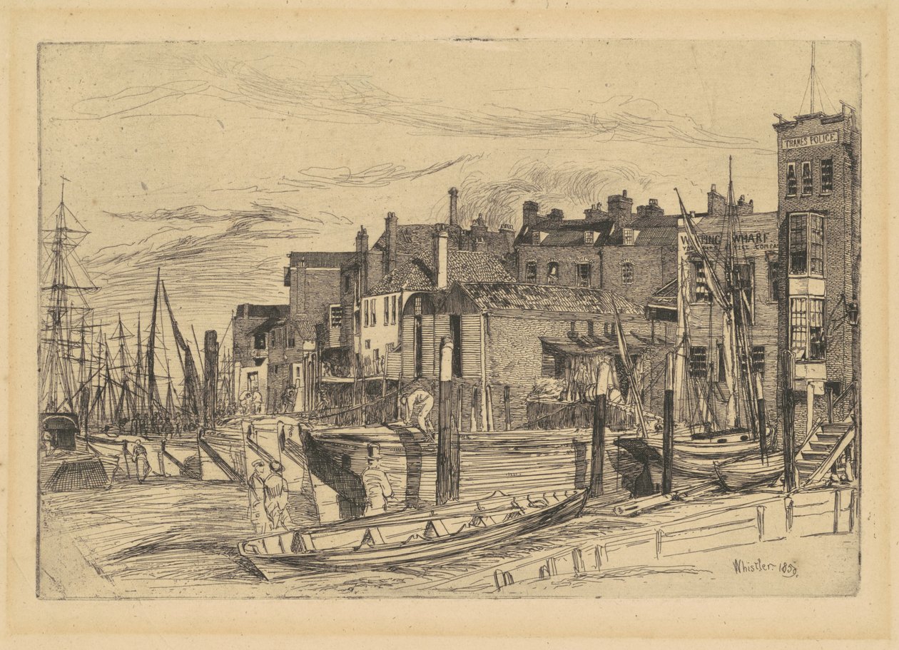 Policja w Tamizie autorstwa James Abbott McNeill Whistler