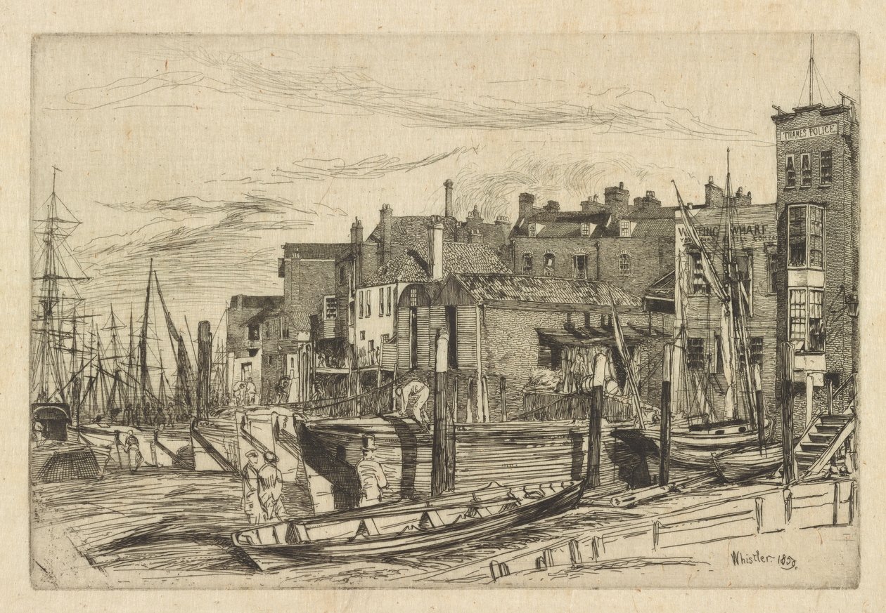 Policja w Tamizie autorstwa James Abbott McNeill Whistler