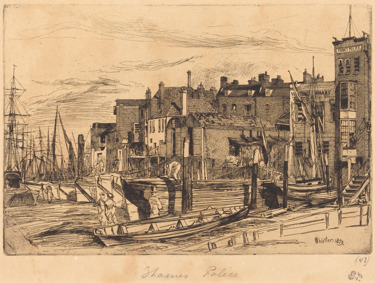 Policja nad Tamizą autorstwa James McNeill Whistler