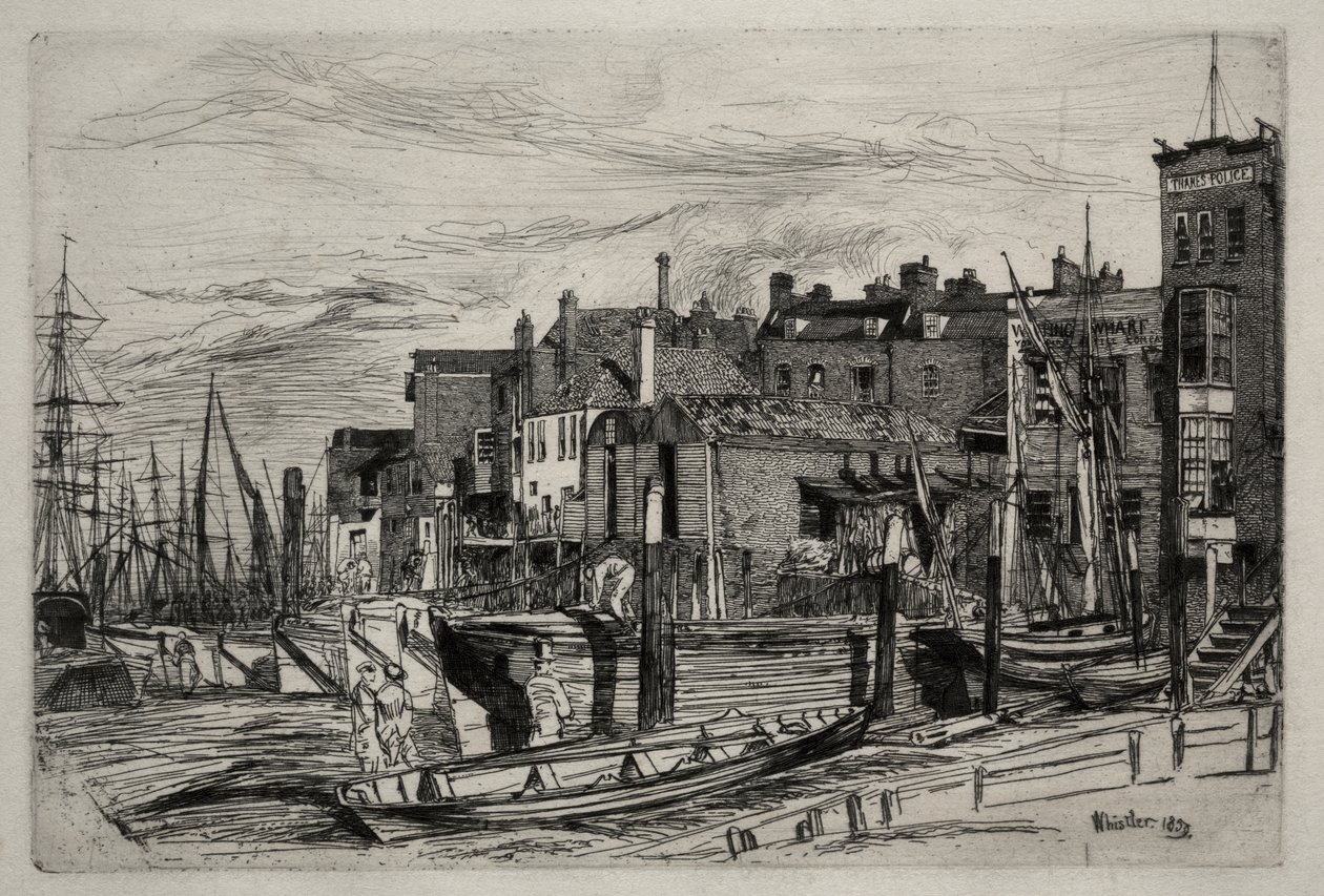 Policja nad Tamizą autorstwa James McNeill Whistler