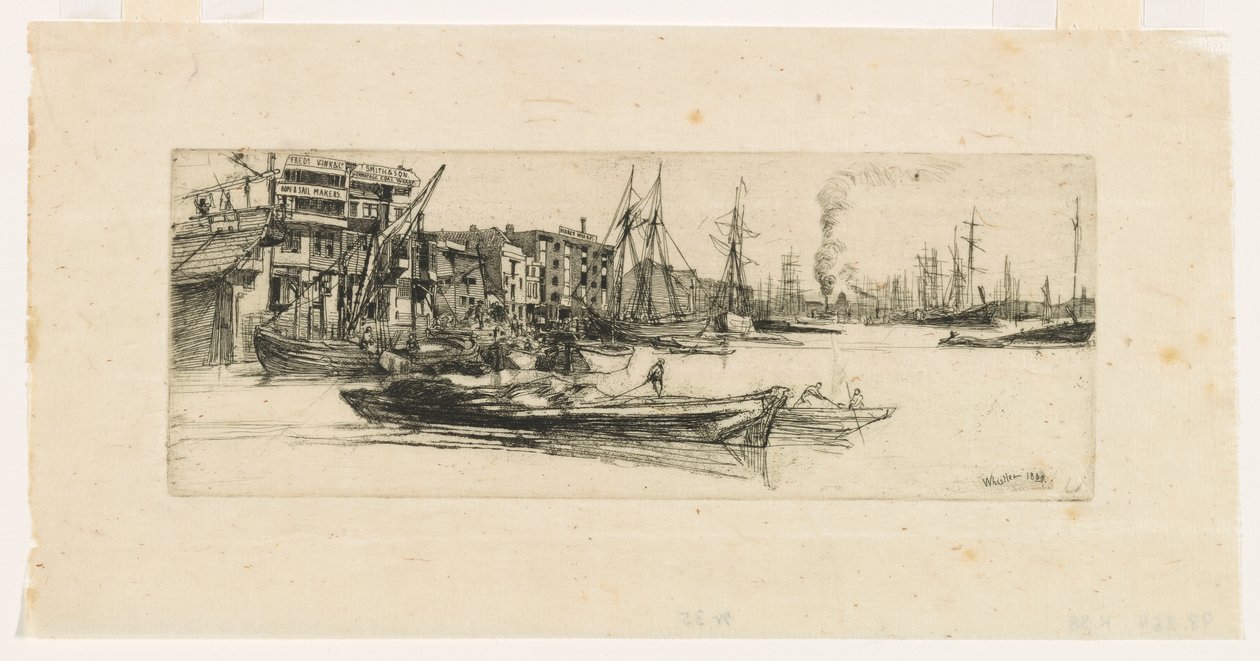 Magazyny w Tamizie autorstwa James Abbott McNeill Whistler