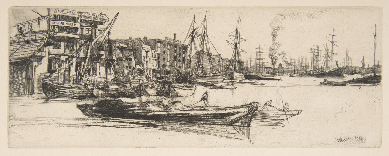 Magazyny nad Tamizą autorstwa James McNeill Whistler