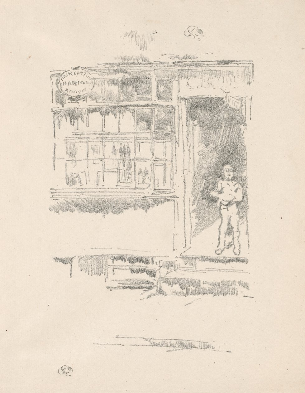 Zakład fryzjerski w Mews autorstwa James McNeill Whistler