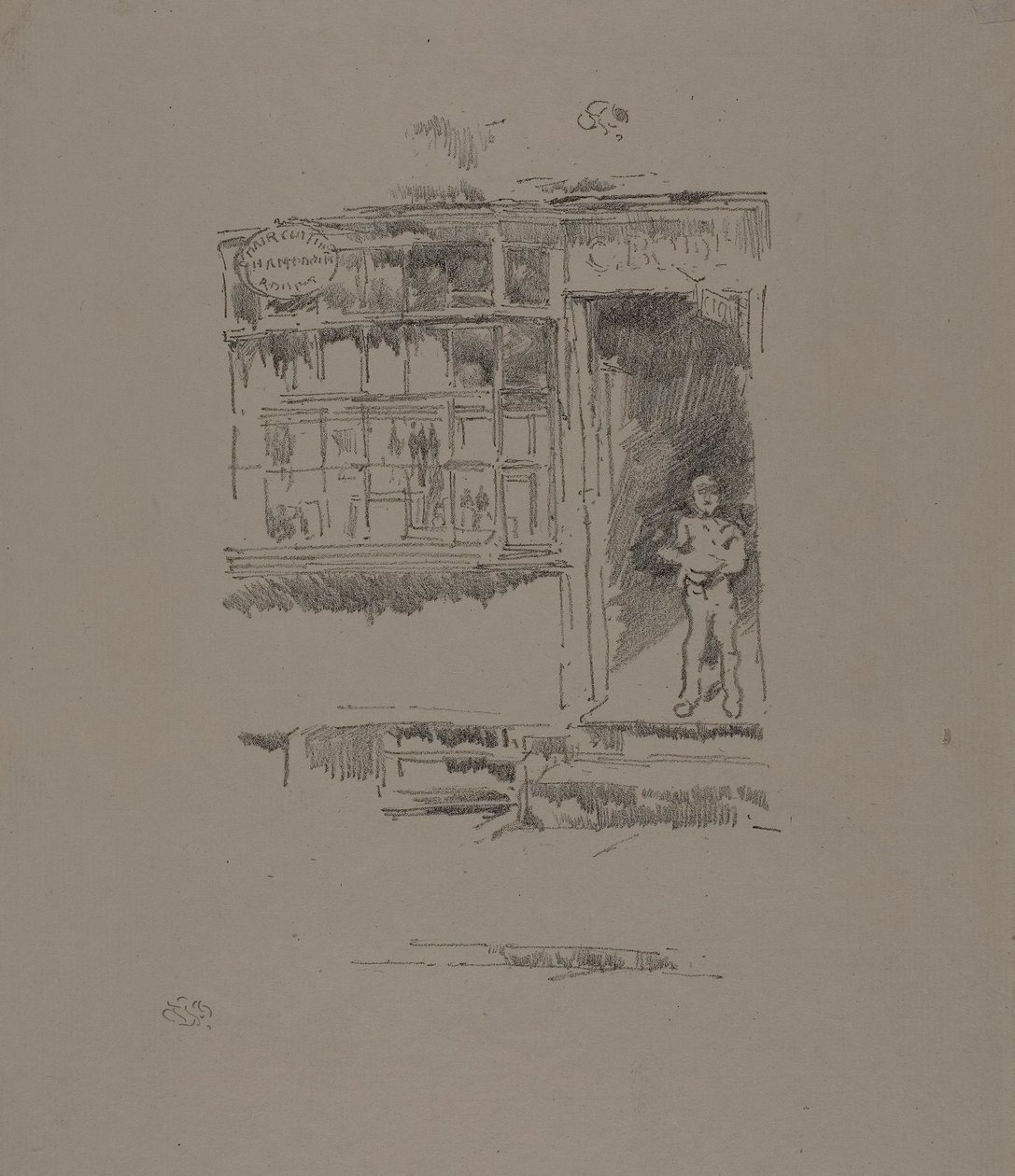 Zakład fryzjerski w Mews autorstwa James McNeill Whistler