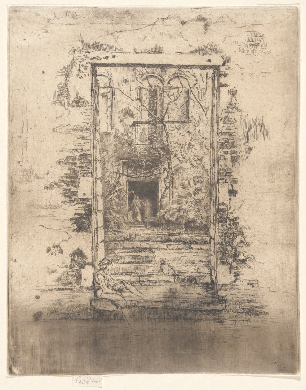 Ogród, z Drugiego Zestawu Weneckiego (Zestaw 26 Akwafort) autorstwa James Abbott McNeill Whistler