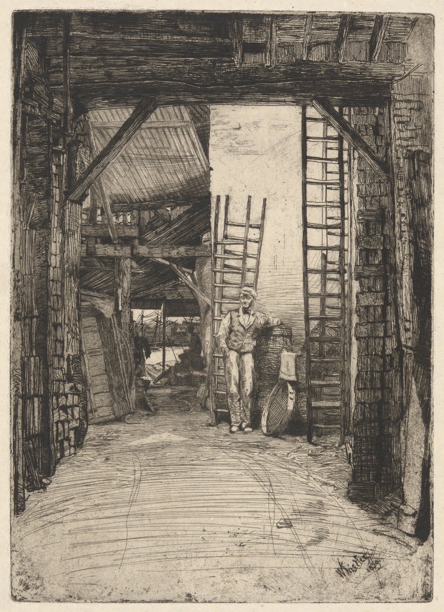 The Lime-Balner, z zestawu Tamizy (seria szesnastu rycin przedstawiających sceny nad Tamizą i inne tematy) autorstwa James Abbott McNeill Whistler