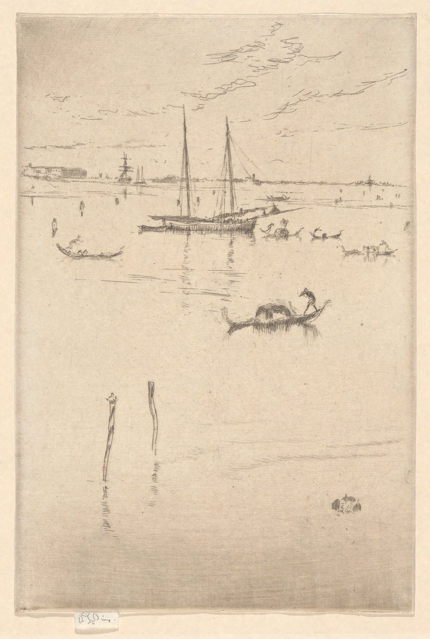 Mała Laguna, z pierwszego zestawu weneckiego (Wenecja, seria dwunastu akwafort) autorstwa James Abbott McNeill Whistler