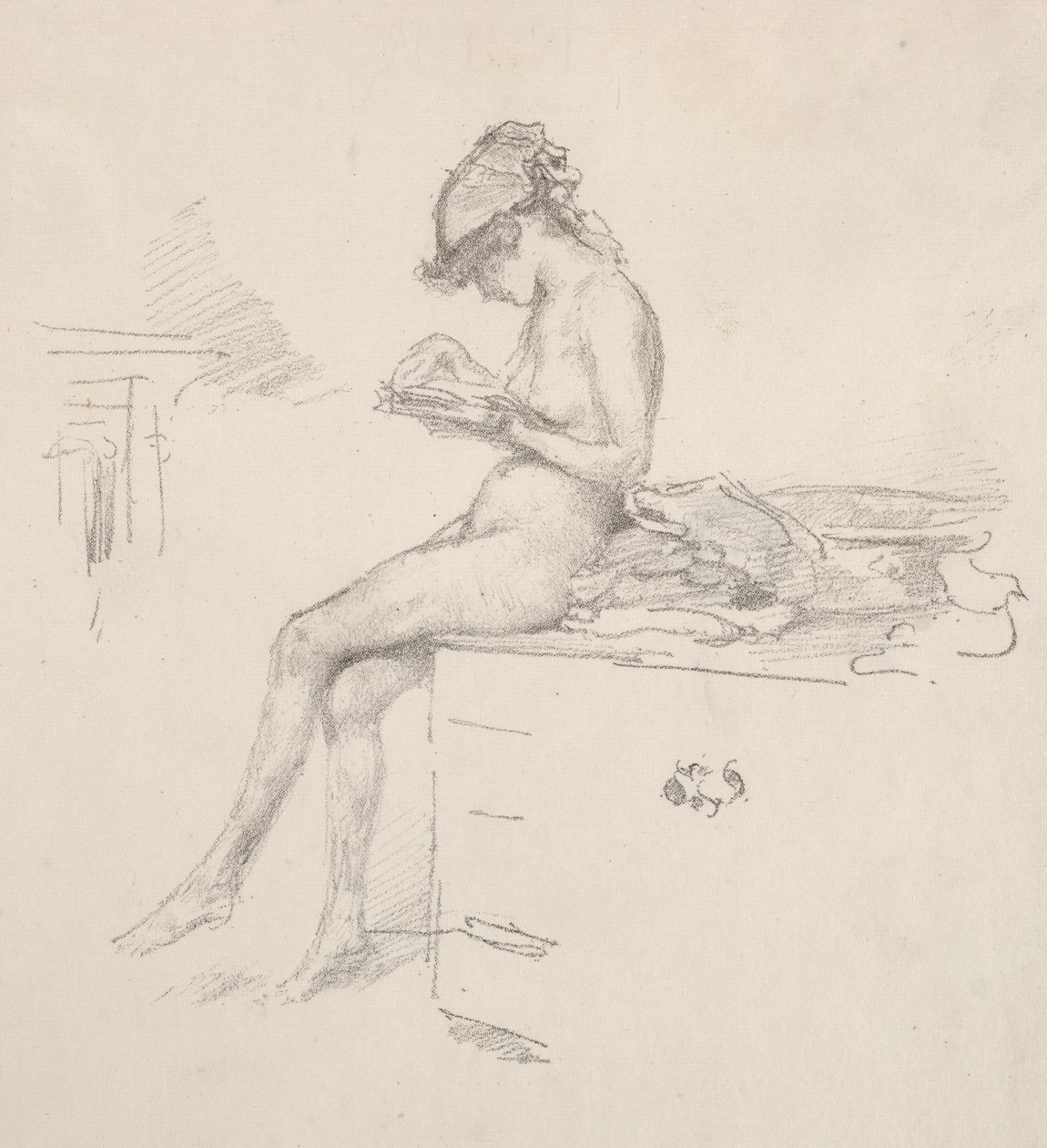 „Mała naga modelka czytająca” autorstwa James McNeill Whistler