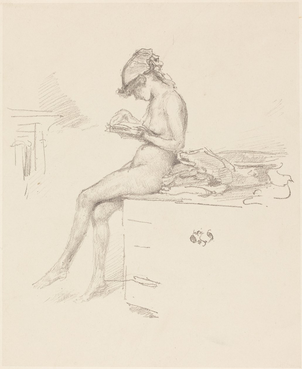 Mała naga modelka czytająca autorstwa James McNeill Whistler