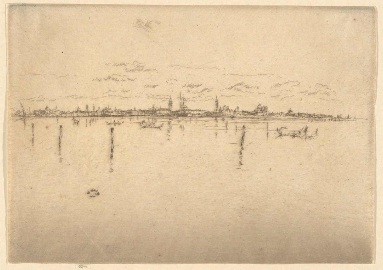 „Mała Wenecja” z pierwszego cyklu poświęconego Wenecji („Wenecja, seria dwunastu akwafort”) autorstwa James McNeill Whistler