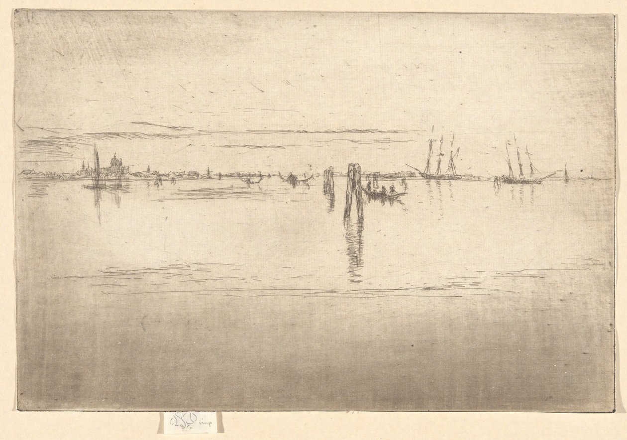 Długa Laguna, z Drugiego Zestawu Weneckiego (Zestaw 26 Akwafort) autorstwa James Abbott McNeill Whistler