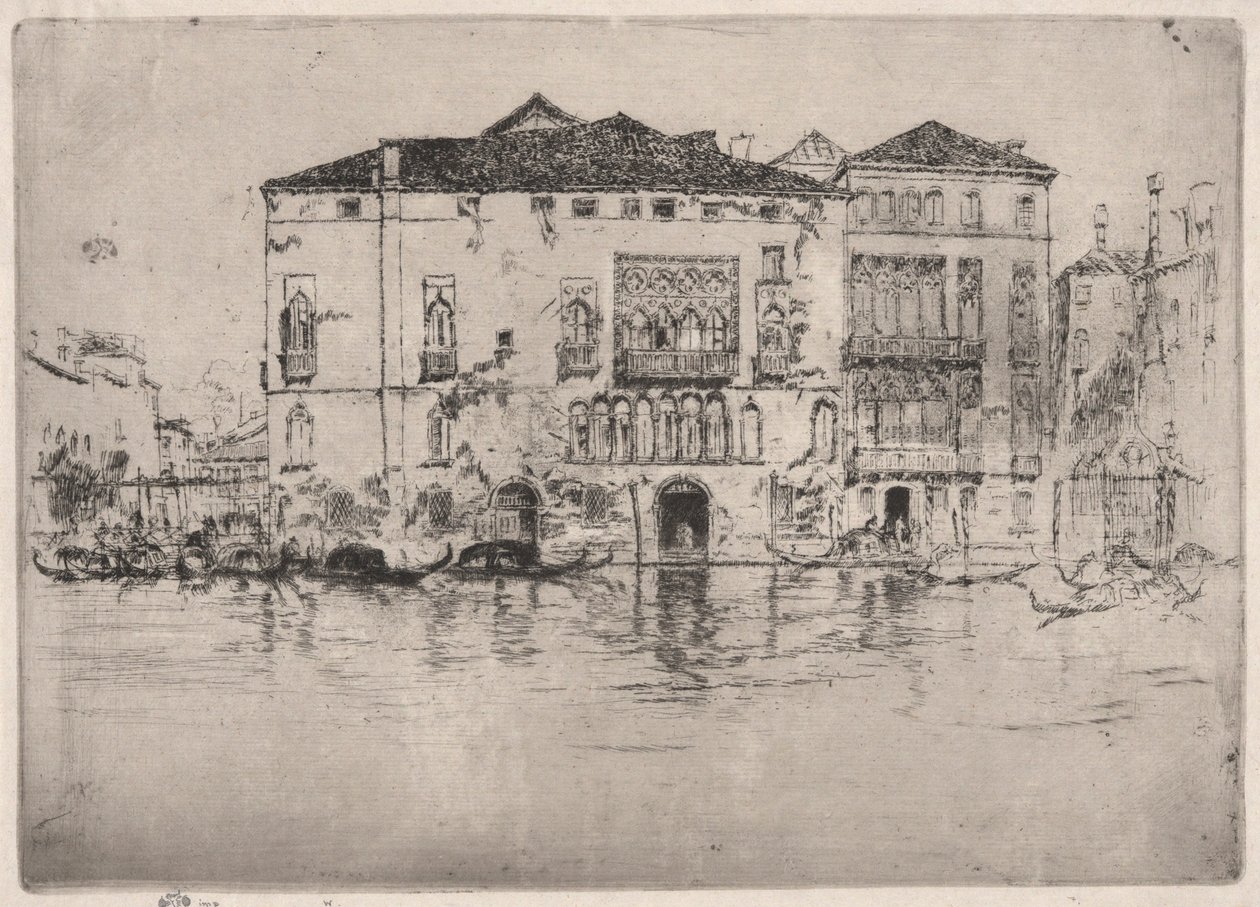 Pałace, z pierwszego zestawu weneckiego (Wenecja, seria dwunastu akwafort) autorstwa James Abbott McNeill Whistler