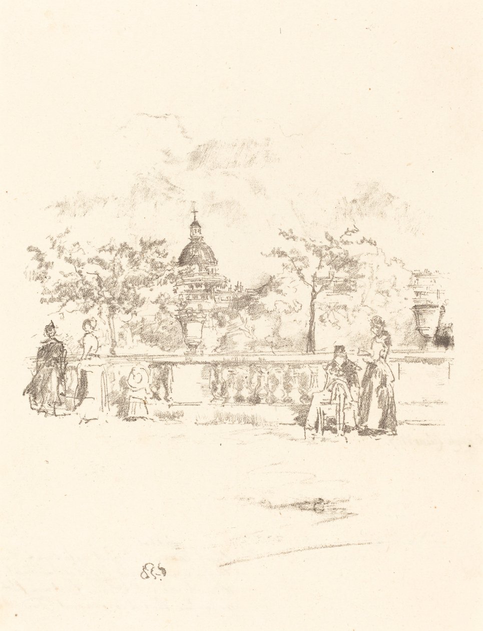 Panteon, z Tarasu Ogrodów Luksemburskich autorstwa James Abbott McNeill Whistler