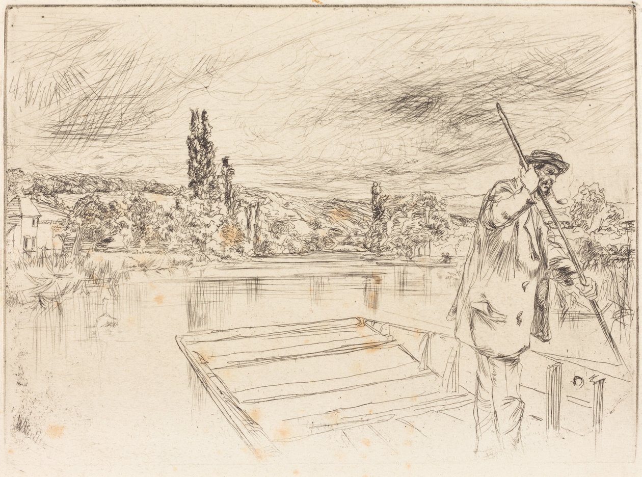 Płaskodenna łódź autorstwa James McNeill Whistler
