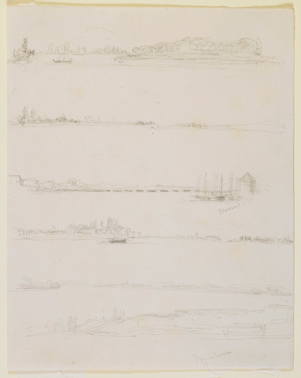 Ren , w pobliżu Wormacji i Oppenheim autorstwa James Abbott McNeill Whistler